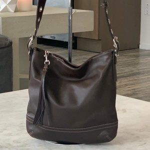 Coach Brown Leather Signature Shoulder Bag